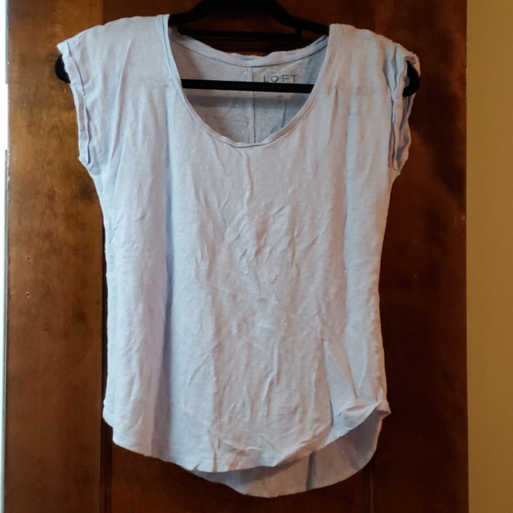 LOFT linen tee. Light Blue. SMALL